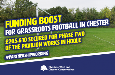 Cheshire West & Chester Conservatives welcome £205,610 in funding to support grassroots football in the City of Chester